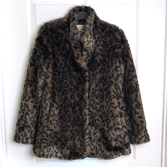 Velvet for Garnet Hill Leopard Print Mob Wife Faux Fur Fully Lined Coat S - Picture 3 of 13